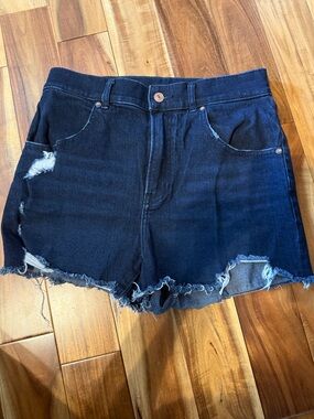 Express Dark Blue Distressed Denim Shorts